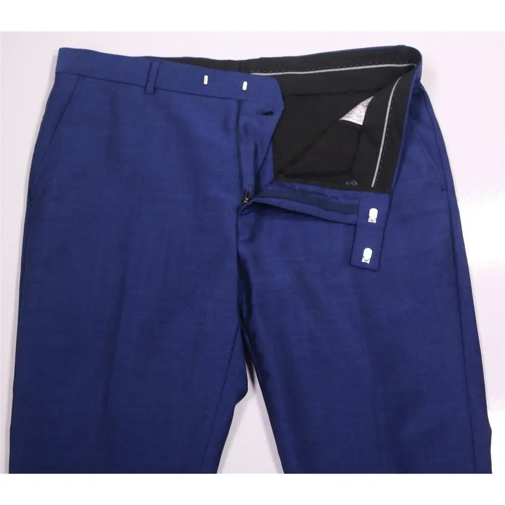 Connaisseur Paris Royal Blue Wool Mohair Silk Slim Fit Dress Pants 36x28